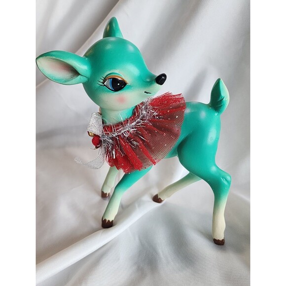 Hobby Lobby Retro Teal Turquoise Christmas Reindeer Deer Figurine  Vintage Look - Picture 1 of 9